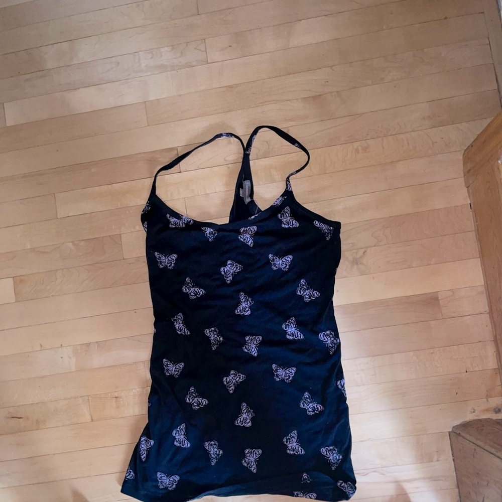 3/$25 black tank top with butterflies size M